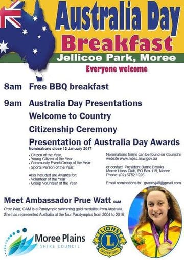 Moree Australia Day Breakfast & Awards Presentation 2017